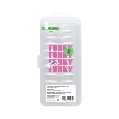 Гелеві тіпси для нарощення FUNKY GEL TIPS 240шт - ALMOND | short Гелеві тіпси для нарощення FUNKY GEL TIPS 240шт - ALMOND | short