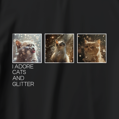 футболка брендована "I ADORE CATS AND GLITTER" 