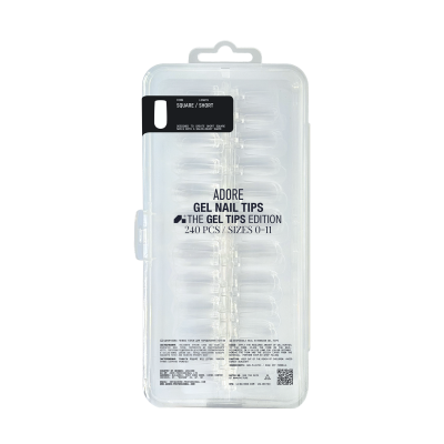 гелеві тіпси для нарощування нігтів ADORE PROFESSIONAL Gel Nail Tips 240шт - SQUARE | short