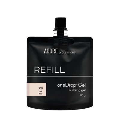густий гель для нарощування нігтів (рефіл) ADORE PROFESSIONAL one Drop Gel 60г №09 – milk tea густий гель для нарощування нігтів (рефіл) ADORE PROFESSIONAL one Drop Gel 60г №09 – milk tea