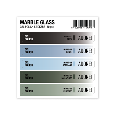 набір наліпок на тіпси Marble Glass Gel Polish Stickers 40 шт