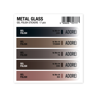 набір наліпок на тіпси Metal Glass Gel Polish Stickers 17 шт