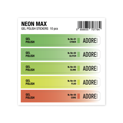 набір наліпок на тіпси Neon Max Gel Polish Stickers 10 шт набір наліпок на тіпси Neon Max Gel Polish Stickers 10 шт