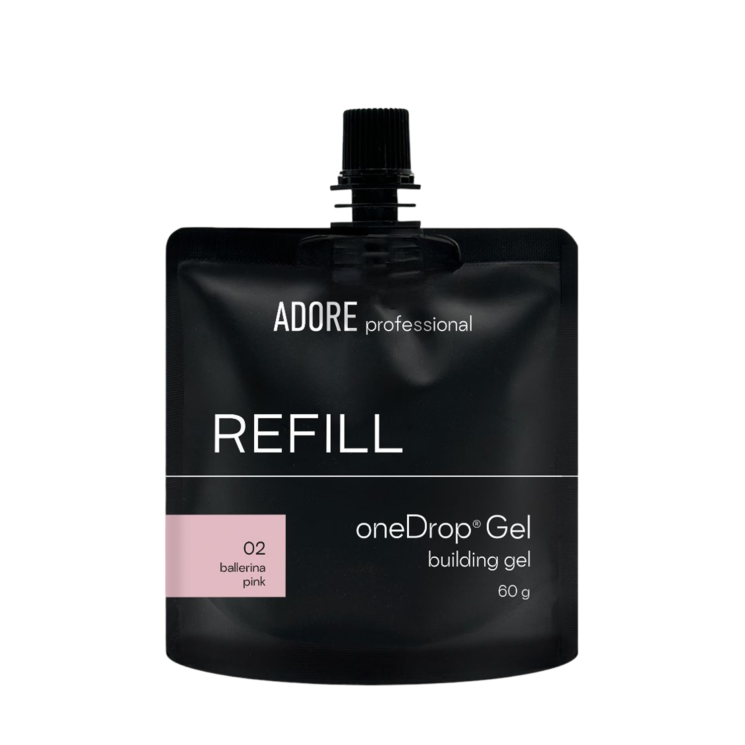густий гель для нарощування нігтів (рефіл) ADORE PROFESSIONAL one Drop Gel 60г №02 - ballerina pink