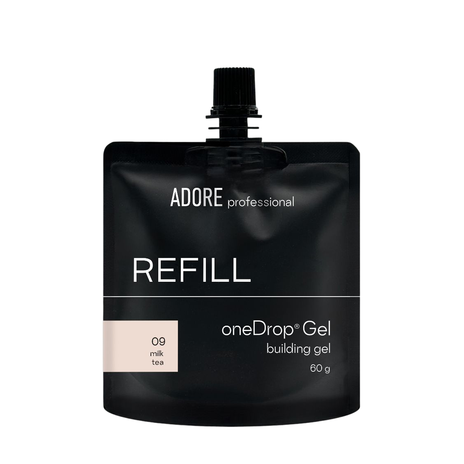 густий гель для нарощування нігтів (рефіл) ADORE PROFESSIONAL one Drop Gel 60г №09 – milk tea