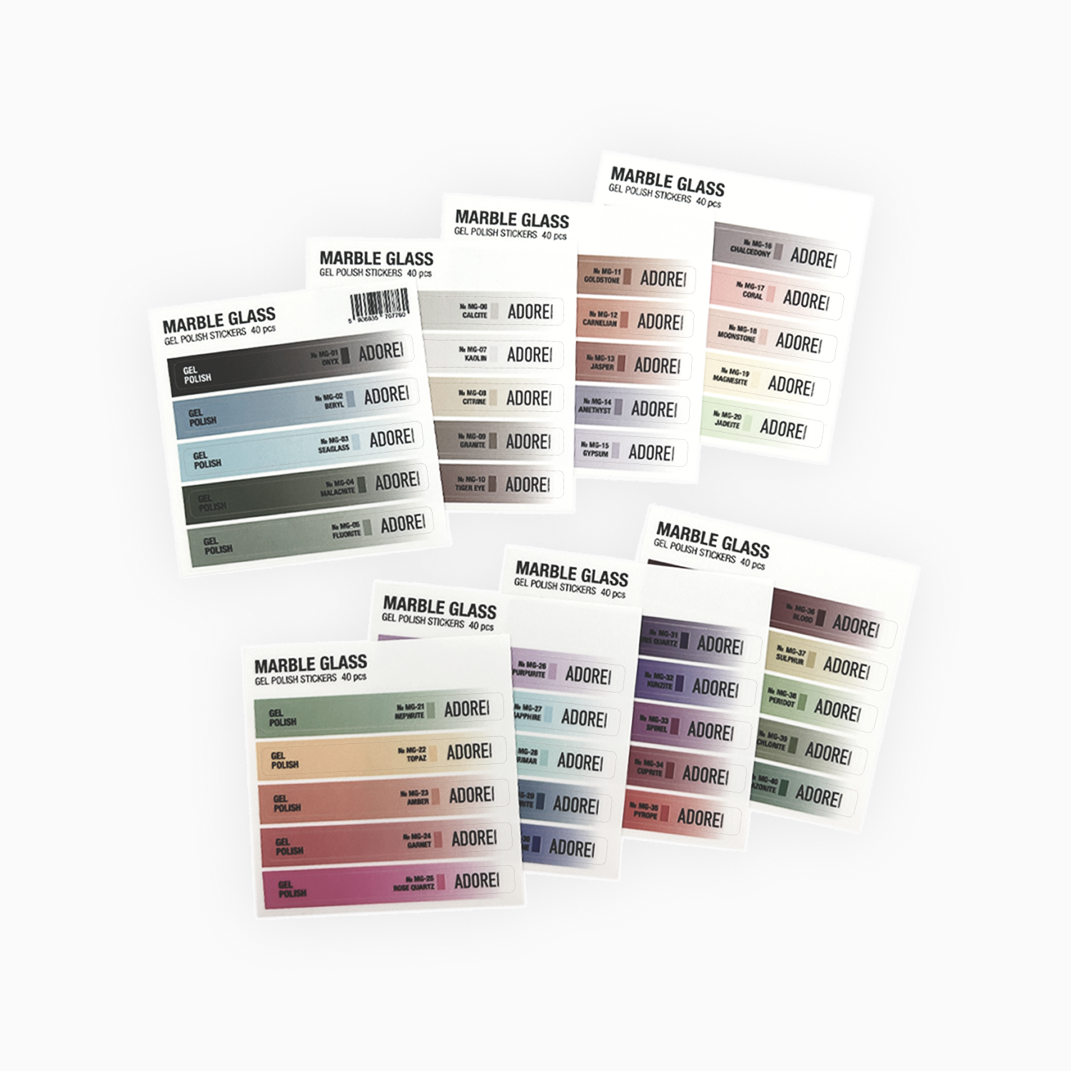 набір наліпок на тіпси Marble Glass Stickers